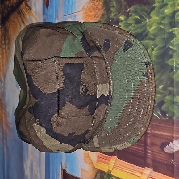 Vintage Camo Hat Cap‎ with Brim Army Marines XL - Picture 2 of 8